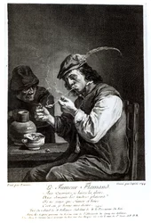 El fumador flamenco, grabado por François Bernard Lepicie, 1744